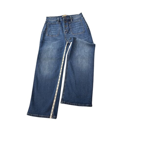 Gilded Age Wide-Leg Denim Crop Jeans With Button Fly Size 29 - Picture 9 of 12